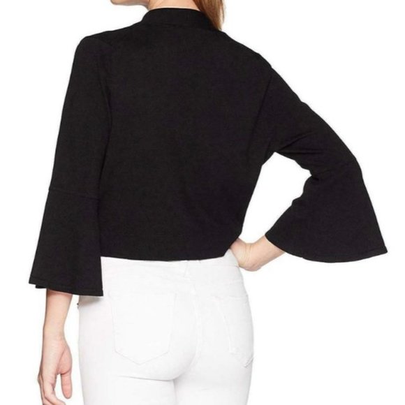 🖤🌹🖤 Cute Calvin Klein Black Sweater Cardigan Shrug with 3/4 Bell Sleeves - Picture 8 of 10